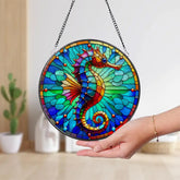 Seahorse Stained Glass Suncatcher Window Hanging Seahorse Window Decor Gift For Seahorse Lover Beach House Suncatcher